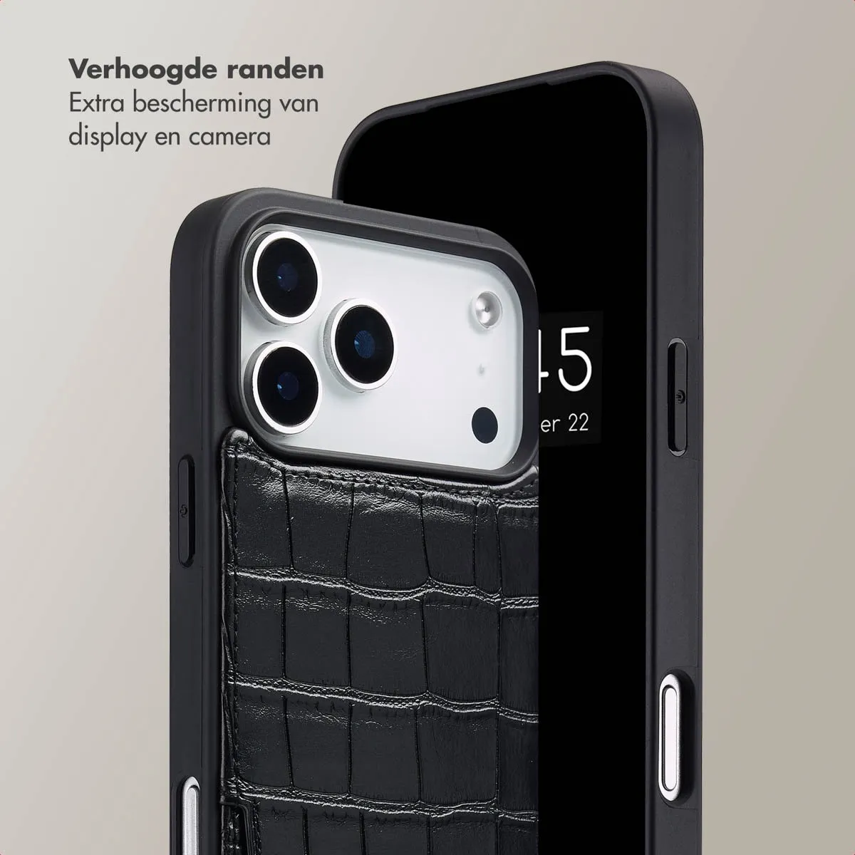 Selencia Hoesje iPhone 17 Pro Max - Croco Backcover Zwart