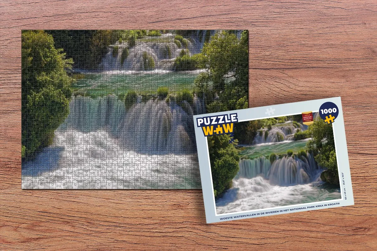 PuzzleWow Woeste Watervallen Kroatië Legpuzzel 1000 Stuks - Multicolor