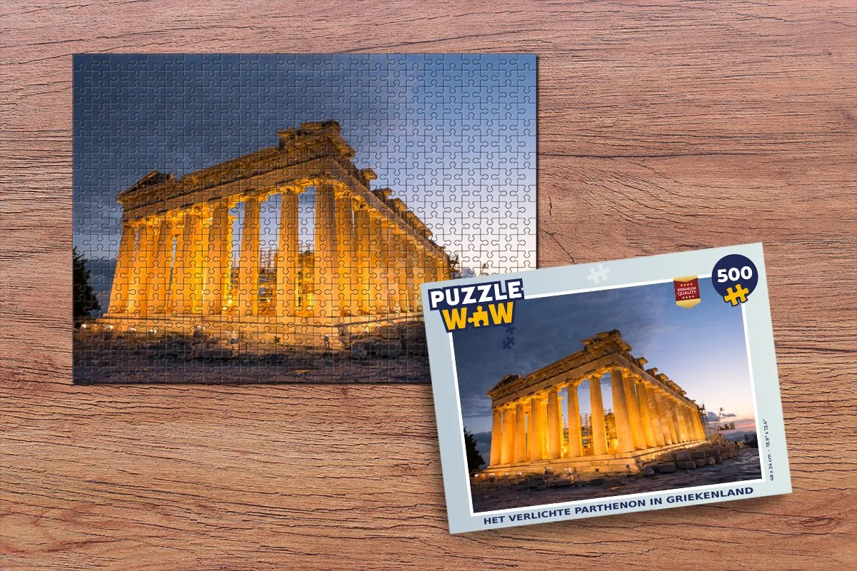 PuzzleWow Het Verlichte Parthenon Legpuzzel 500 Stuks - Multicolor