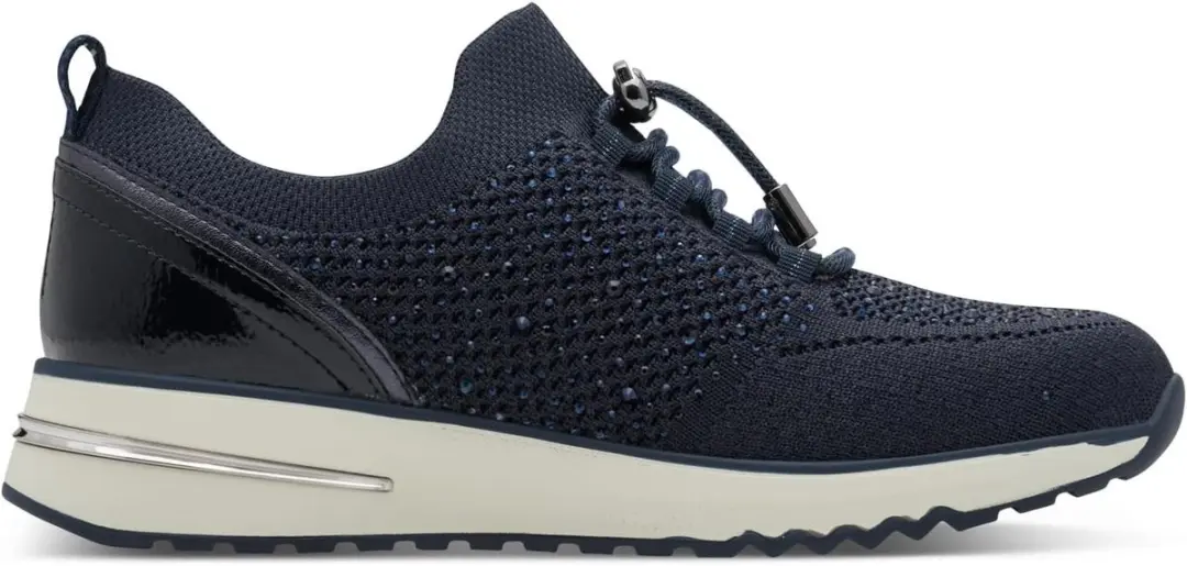 Marco Tozzi 2-24712-45 890 navy comb sneakers aantrekveters maat 38 met steentje