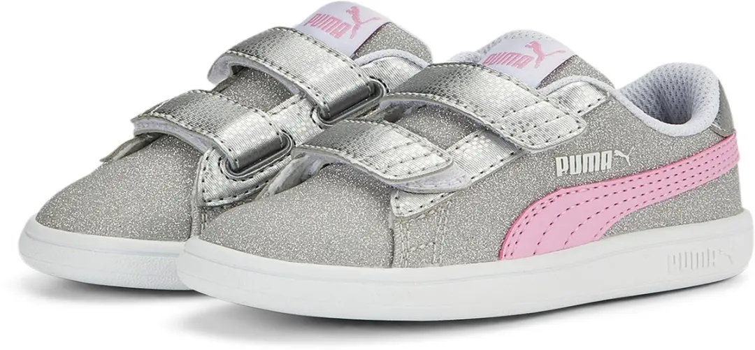 Puma Smash v2 Glitz GlamV PS Glitter kindermeisjesschoen sneaker klittenband zil