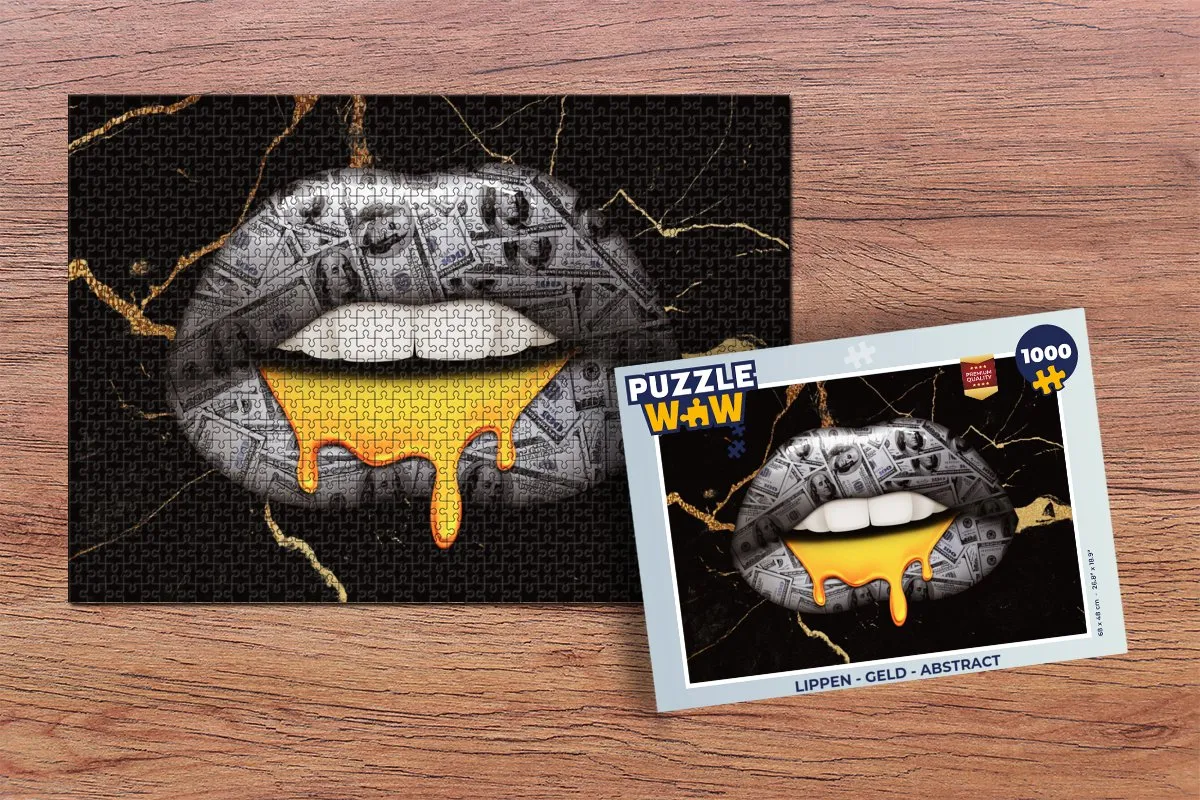 PuzzleWow 1000 Stuks Multicolor Legpuzzel - Lippen & Geld