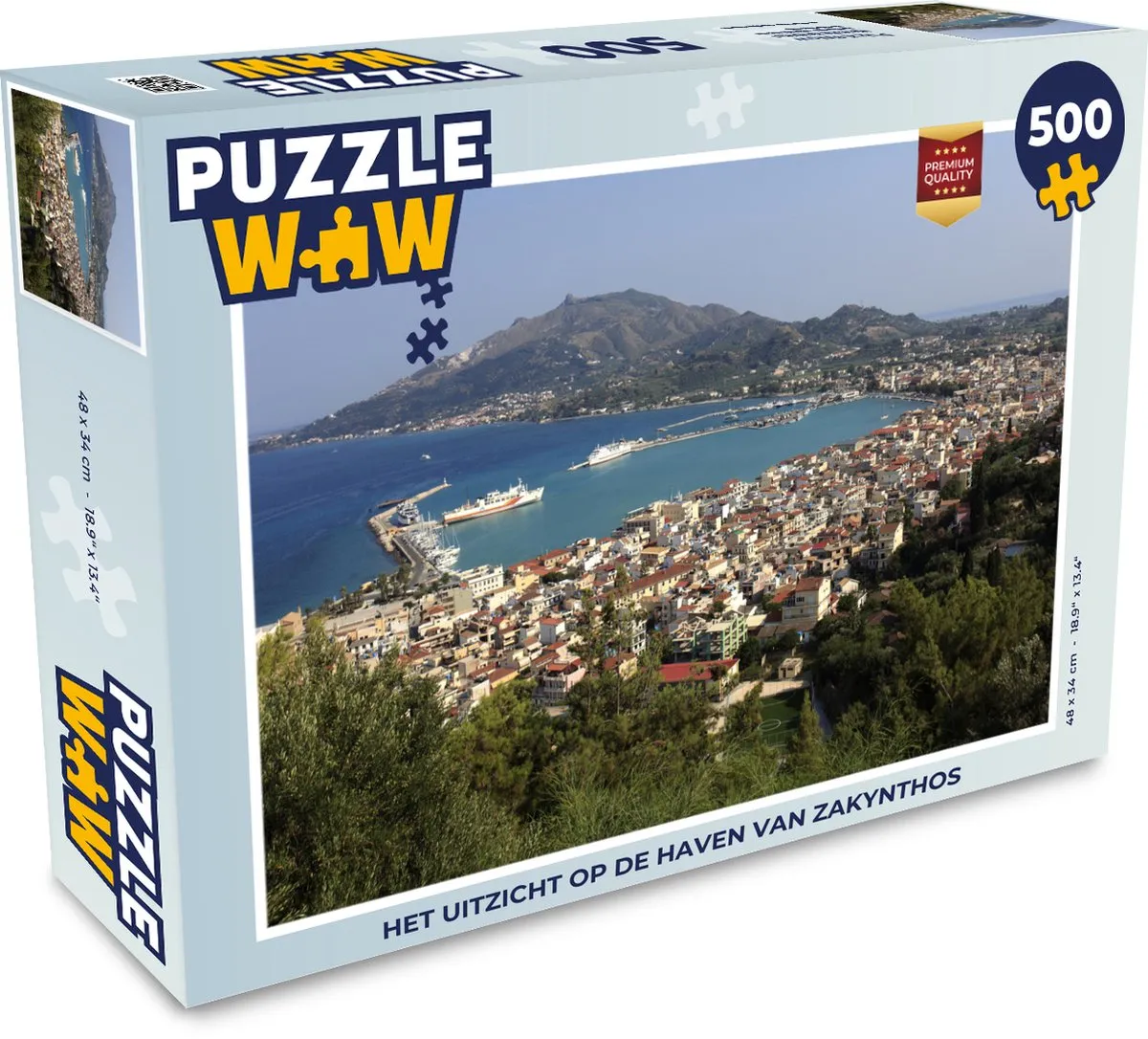 PuzzleWow Het uitzicht op de haven van Zakynthos Legpuzzel 500 Stuks - Multicolor