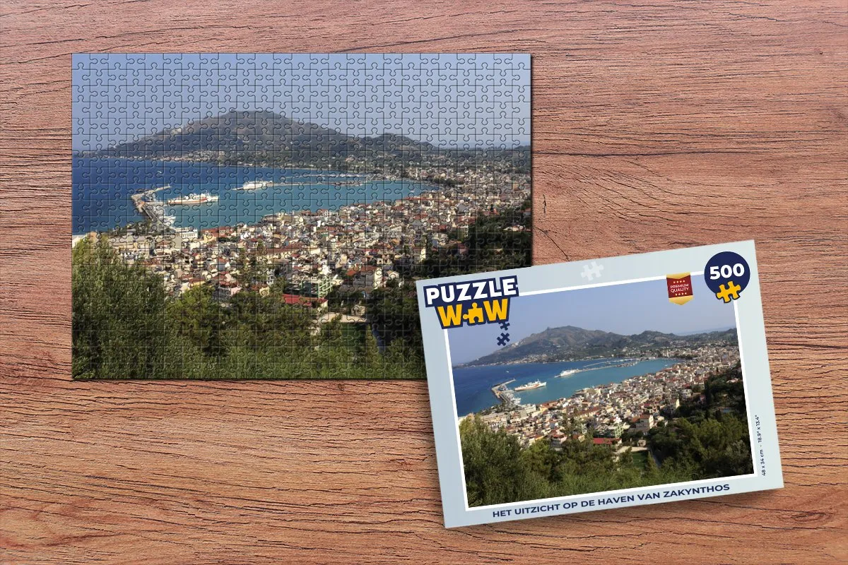 PuzzleWow Het uitzicht op de haven van Zakynthos Legpuzzel 500 Stuks - Multicolor