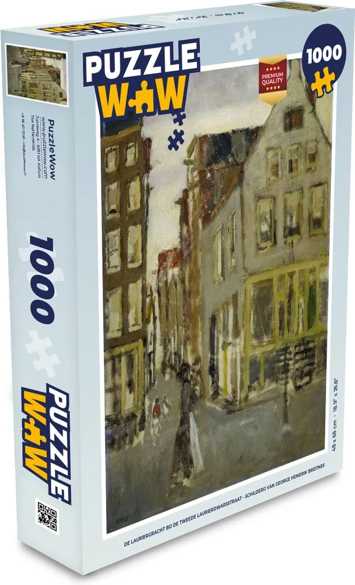 PuzzleWow Legpuzzel De Lauriergracht - George Hendrik Breitner - 1000 Stuks - Multicolor
