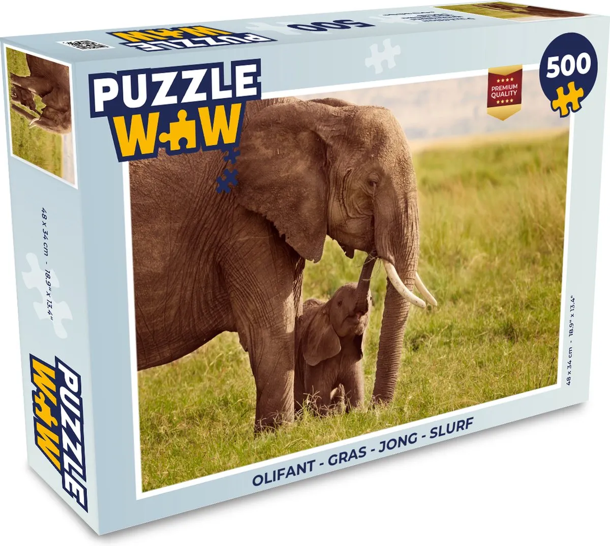 PuzzleWow Olifant Legpuzzel 500 Stuks - Multicolor