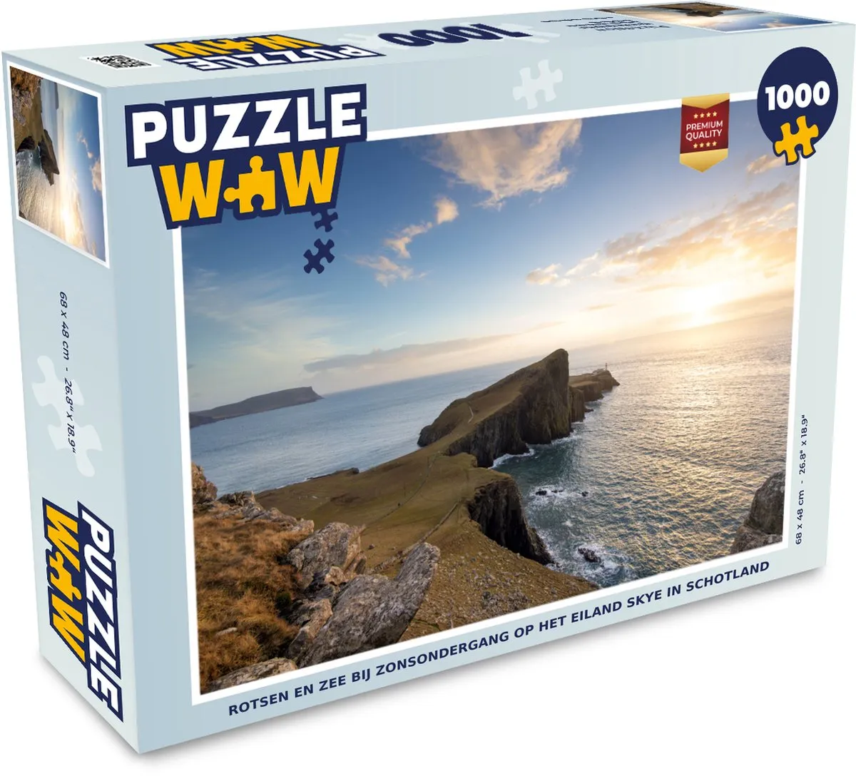 PuzzleWow Legpuzzel Rotsen en zee Skye 1000 Stuks - Multicolor