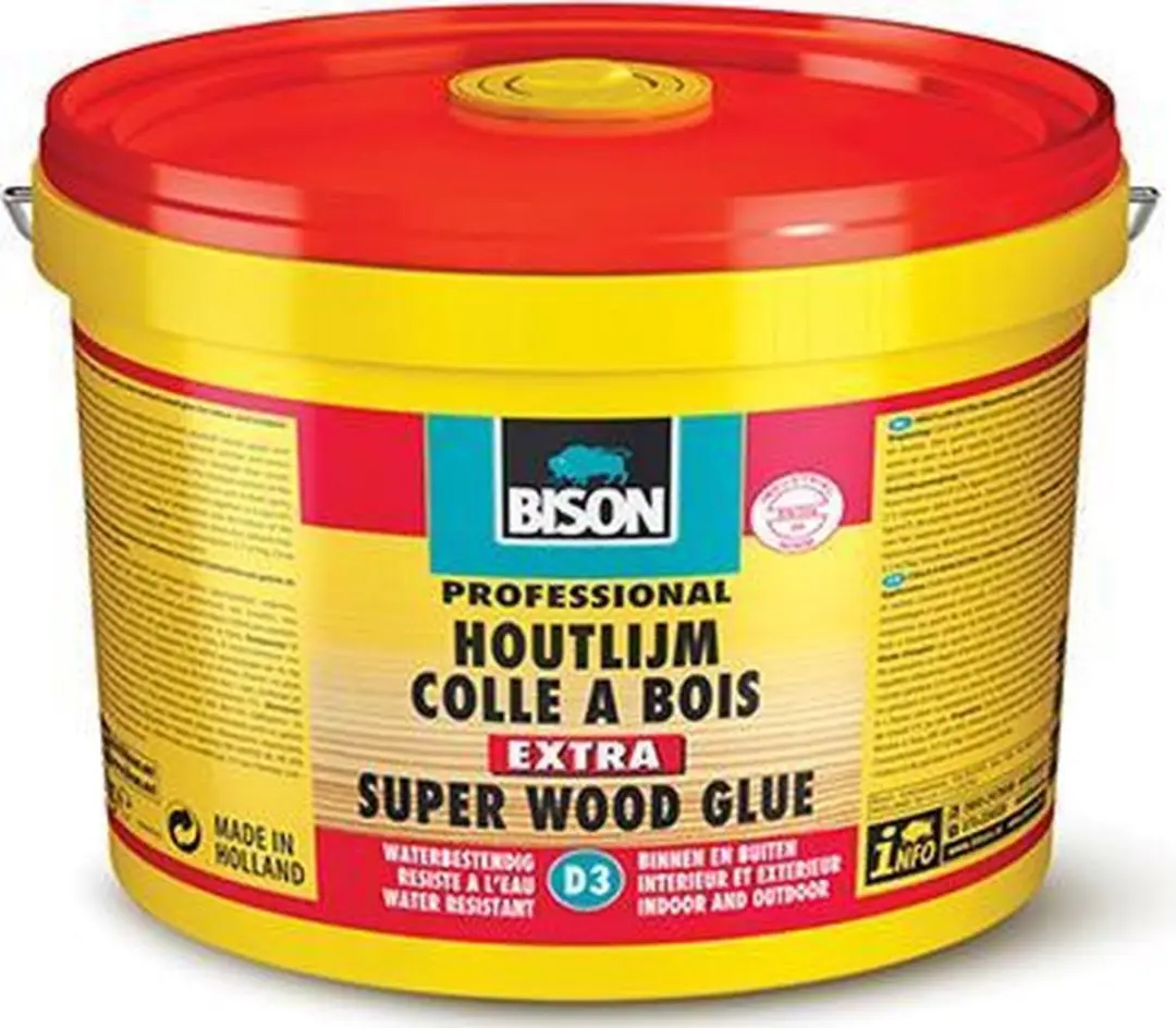 Bison Houtlijm Extra Emmer 5 kg, hoogwaardige houtlijm, voor binnen en buiten, d