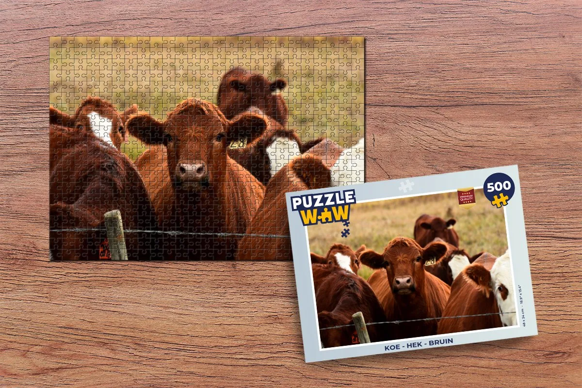 PuzzleWow Koe Dieren Hek Legpuzzel 500 Stuks - Multicolor