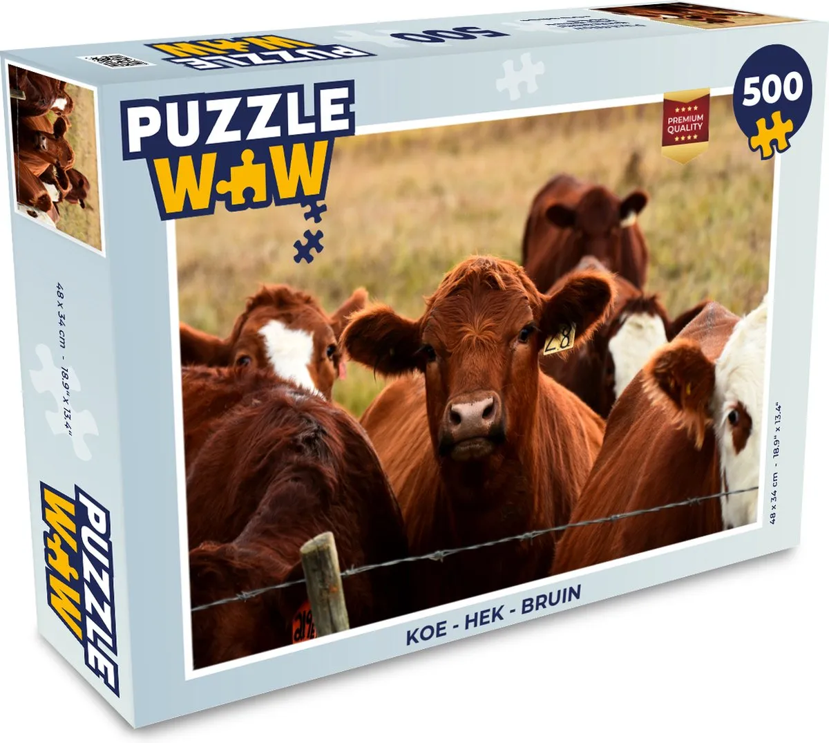 PuzzleWow Koe Dieren Hek Legpuzzel 500 Stuks - Multicolor