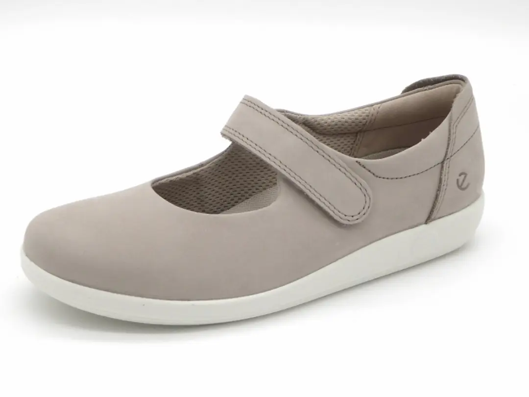 ECCO Soft 2.0 Mary-Jane Nubuck - Beige - Maat 39
