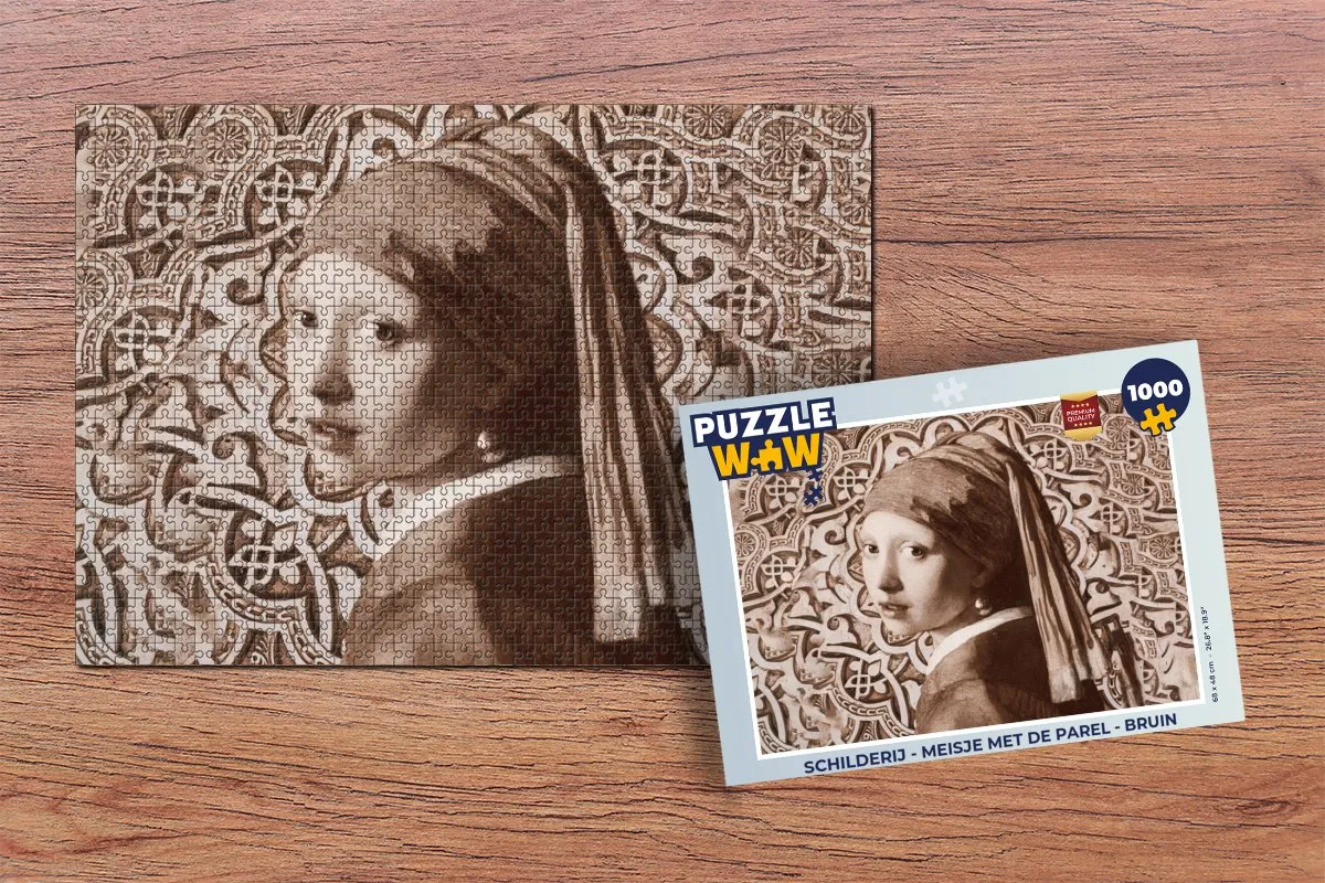 PuzzleWow Meisje met de parel Legpuzzel 1000 Stuks - Multicolor