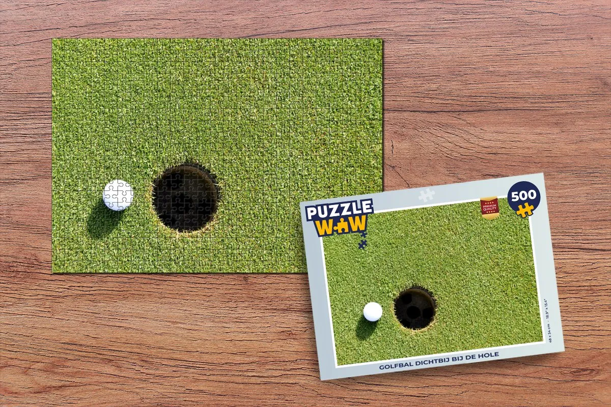 PuzzleWow Golfbal dichtbij bij de hole Legpuzzel 500 Stuks - Multicolor