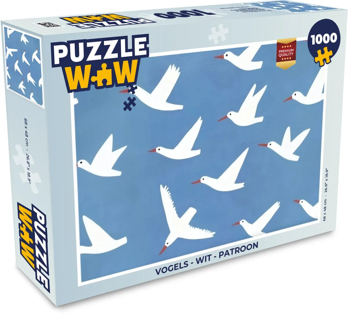 PuzzleWow Vogels Patroon Legpuzzel 1000 Stuks - Wit