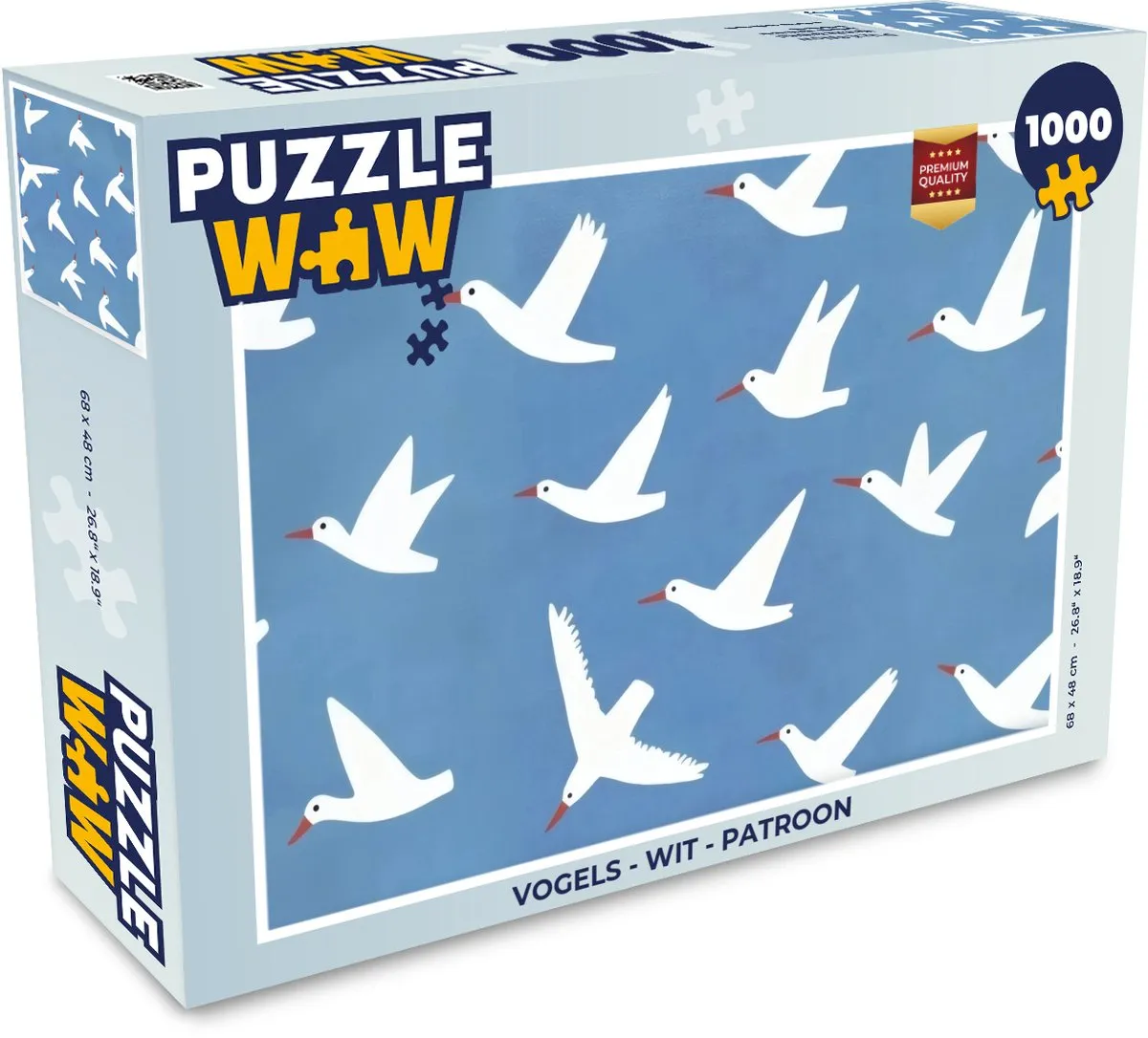 PuzzleWow Vogels Patroon Legpuzzel 1000 Stuks - Wit