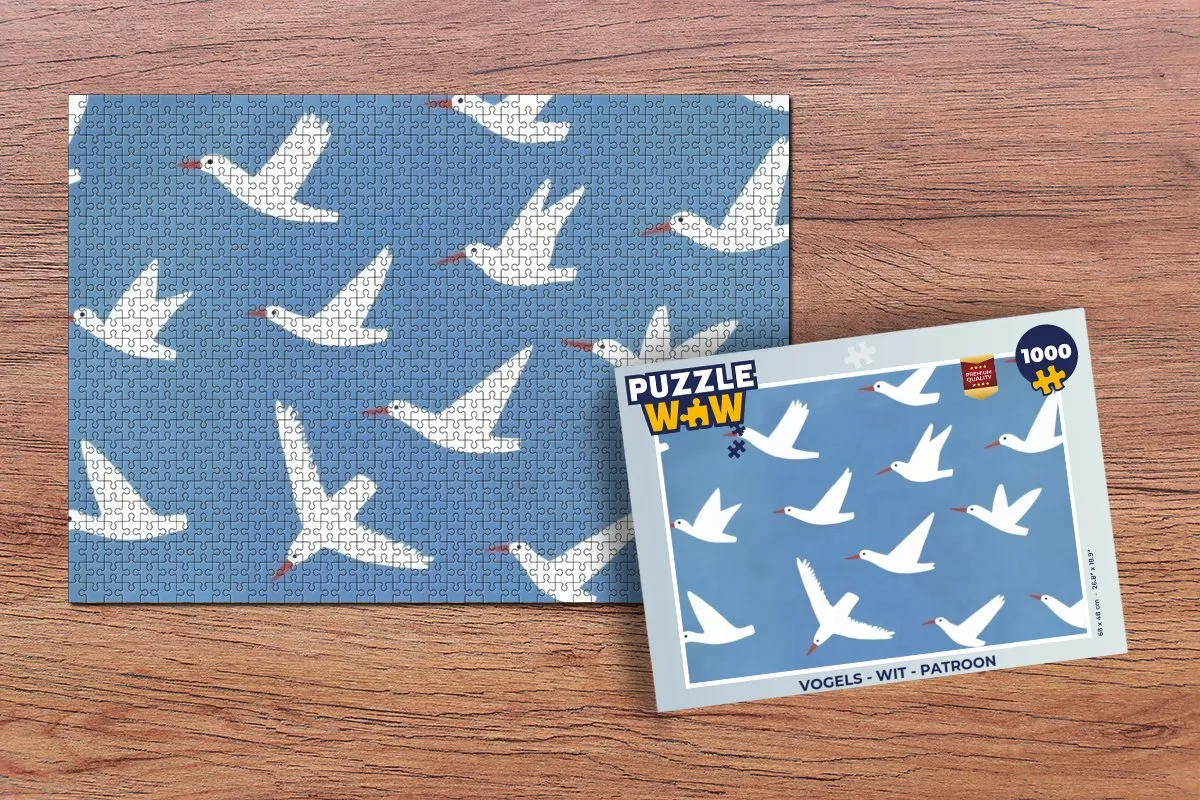 PuzzleWow Vogels Patroon Legpuzzel 1000 Stuks - Wit