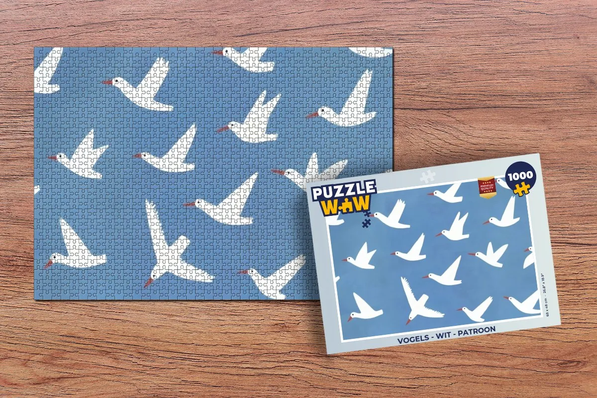 PuzzleWow Vogels Patroon Legpuzzel 1000 Stuks - Wit