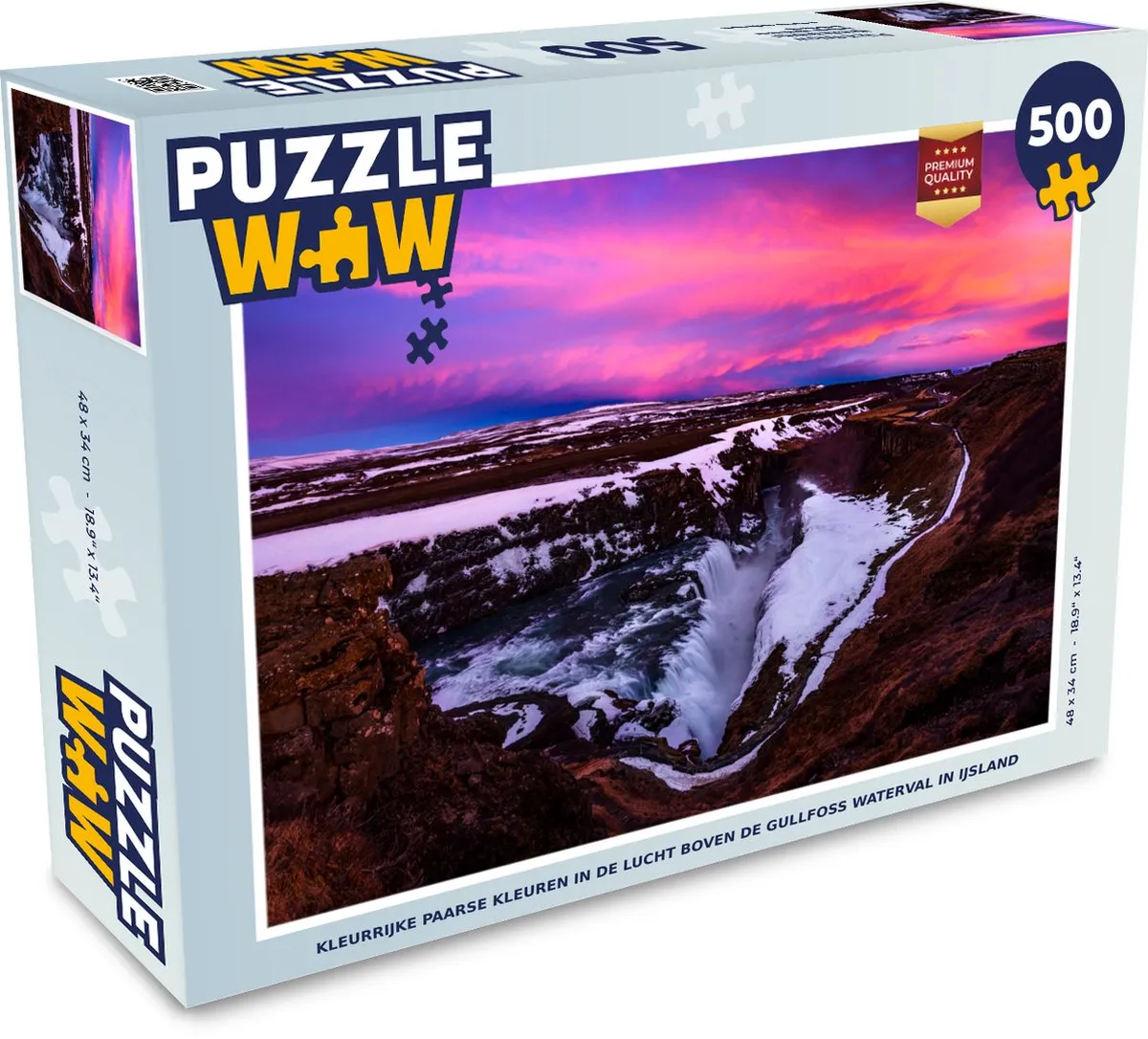 PuzzleWow Legpuzzel Gullfoss 500 Stuks - Multicolor