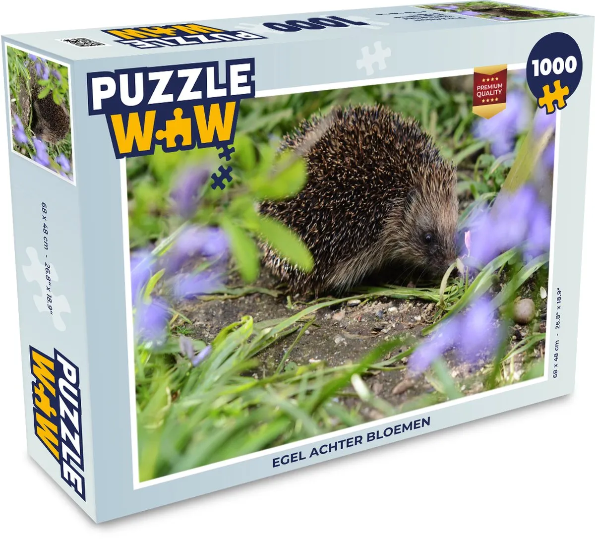 PuzzleWow Legpuzzel Egel achter bloemen 1000 Stuks - Multicolor