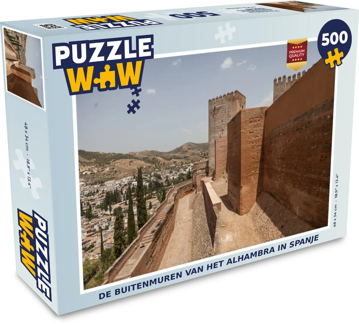 PuzzleWow De Buitenmuren van het Alhambra Legpuzzel 500 Stuks - Multicolor