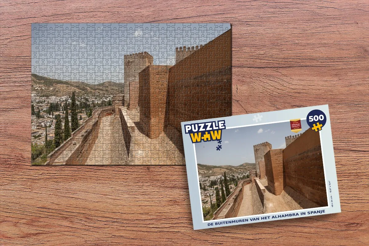 PuzzleWow De Buitenmuren van het Alhambra Legpuzzel 500 Stuks - Multicolor