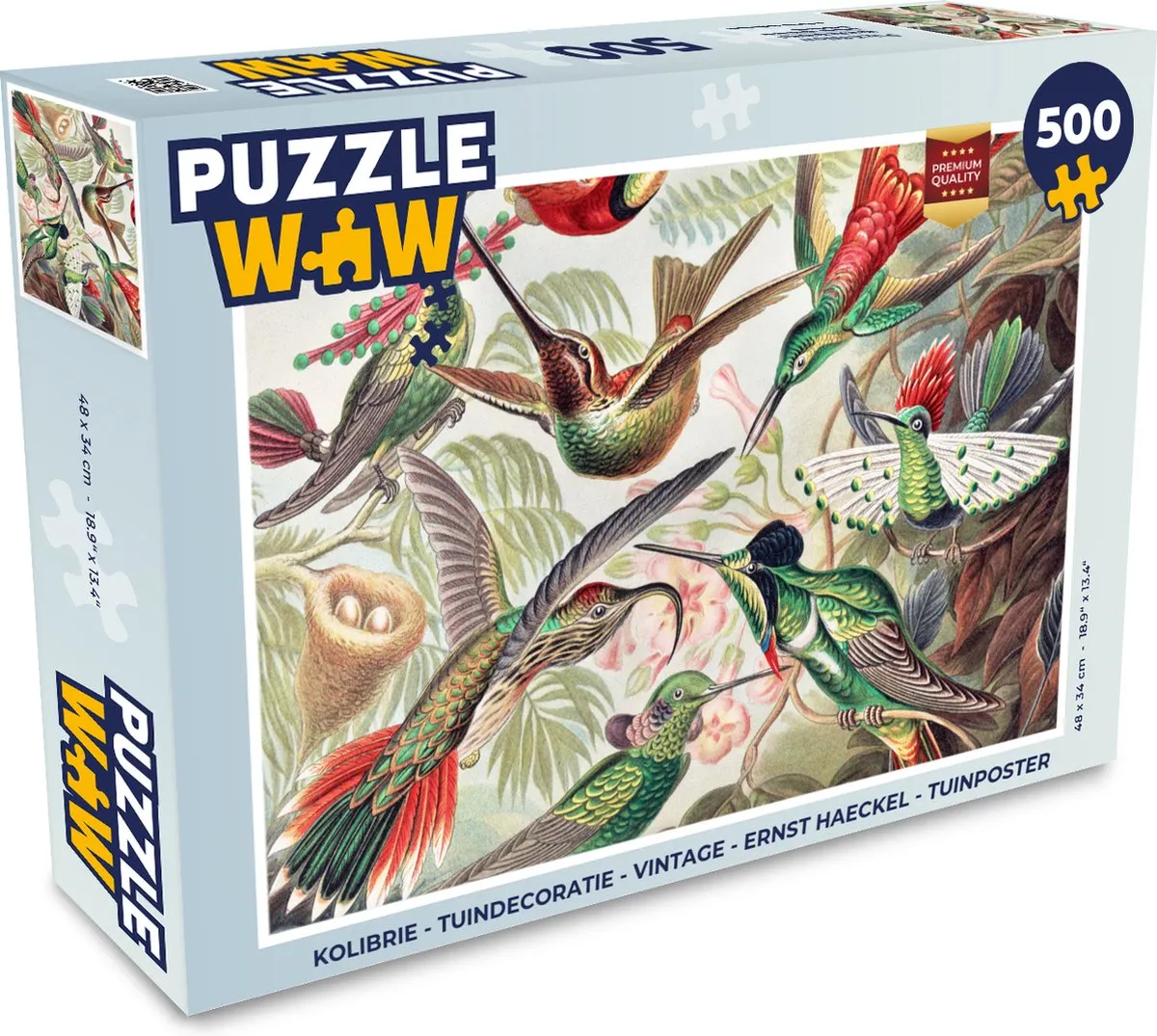 PuzzleWow Kolibrie Legpuzzel 500 Stuks - Ernst Haeckel - Multicolor