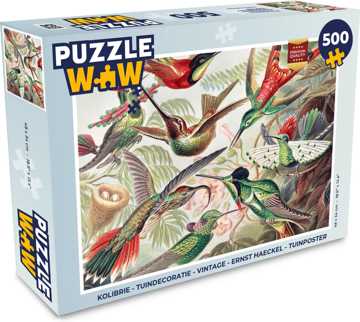 PuzzleWow Kolibrie Legpuzzel 500 Stuks - Ernst Haeckel - Multicolor