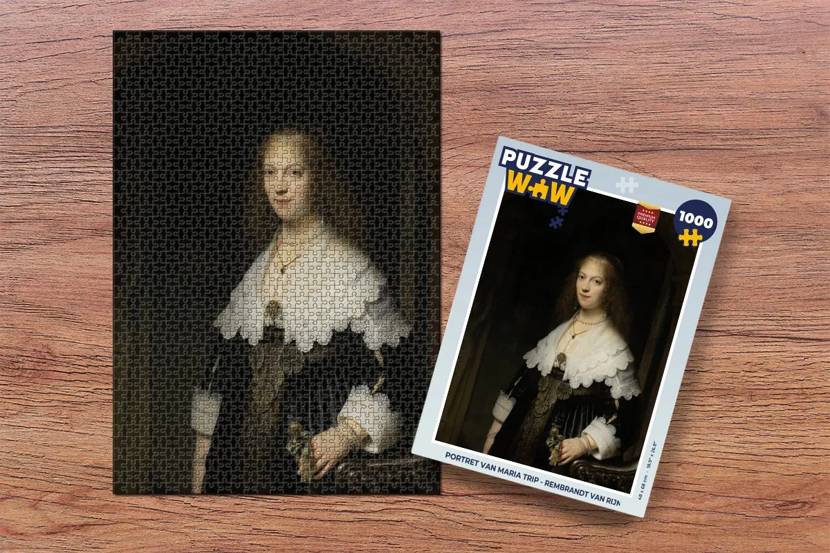 PuzzleWow Rembrandt Portret van Maria Trip Legpuzzel 1000 Stuks - Multicolor