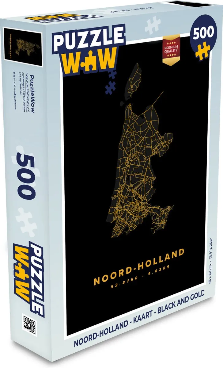 PuzzleWow Noord-Holland Legpuzzel 500 Stuks - Black & Gold
