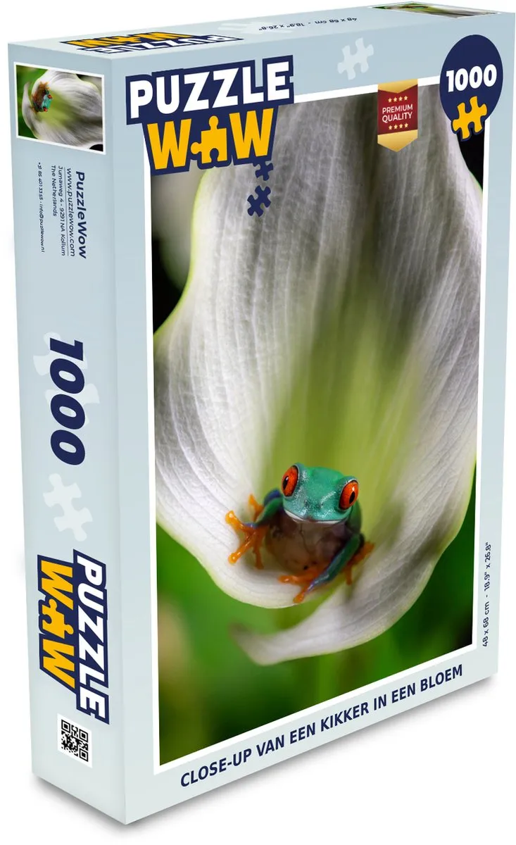 PuzzleWow Legpuzzel Kikker in Bloem 1000 Stuks - Multicolor