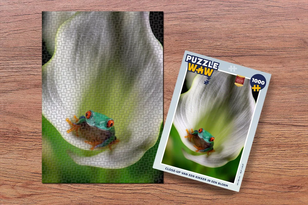 PuzzleWow Legpuzzel Kikker in Bloem 1000 Stuks - Multicolor