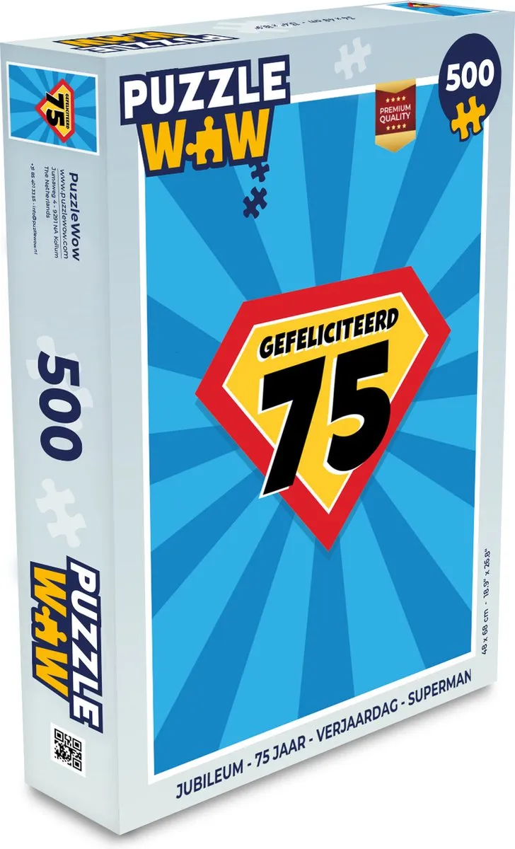 PuzzleWow Superman Legpuzzel 500 Stuks - 75 Jaar Jubileum - Multicolor