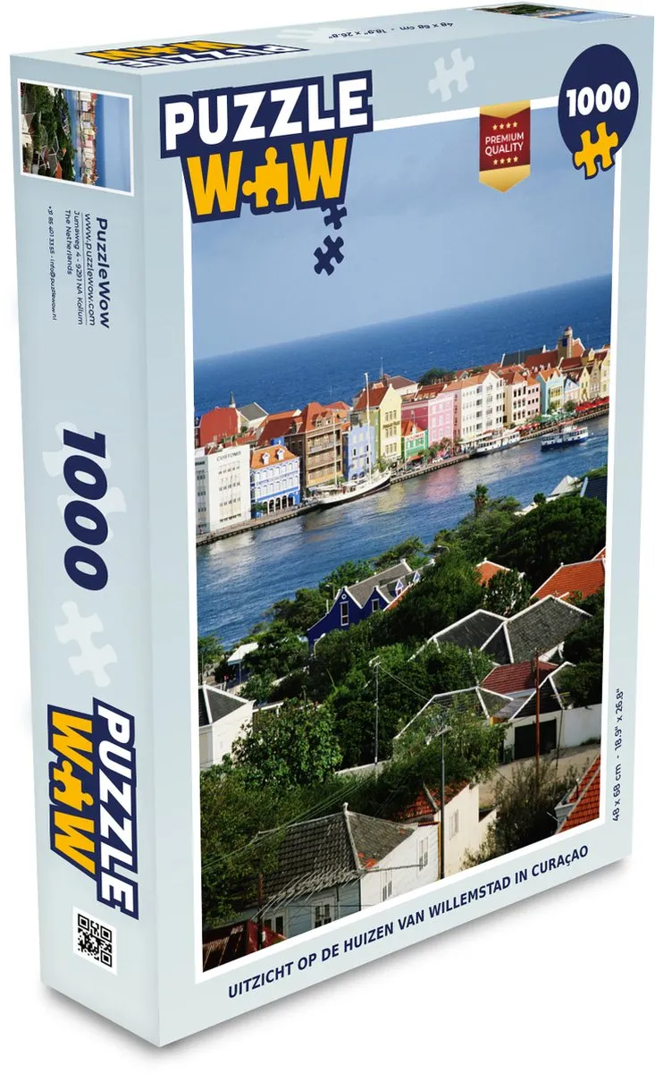 PuzzleWow Willemstad Curaçao Legpuzzel 1000 Stuks - Multicolor