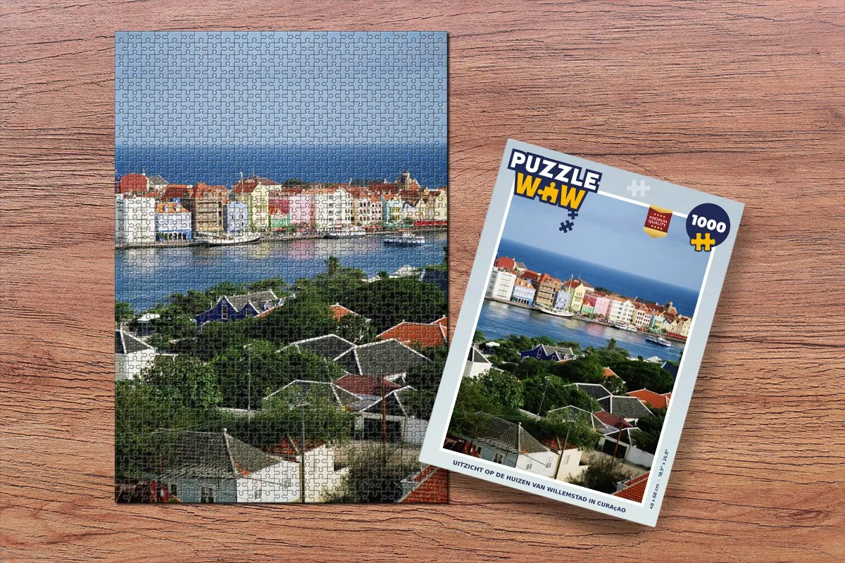 PuzzleWow Willemstad Curaçao Legpuzzel 1000 Stuks - Multicolor