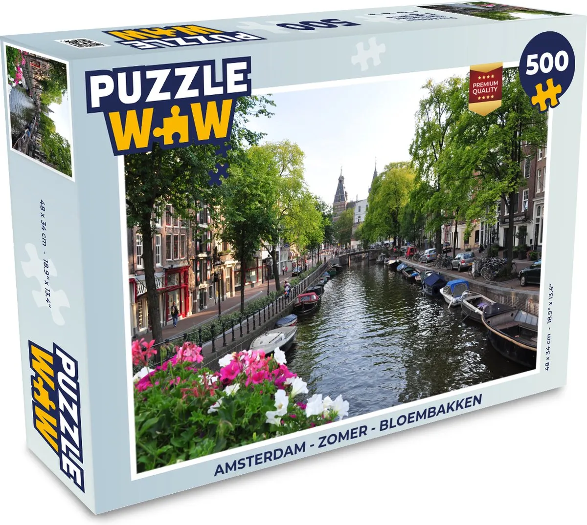 PuzzleWow Amsterdam Zomer Bloembakken Legpuzzel 500 Stuks - Multicolor