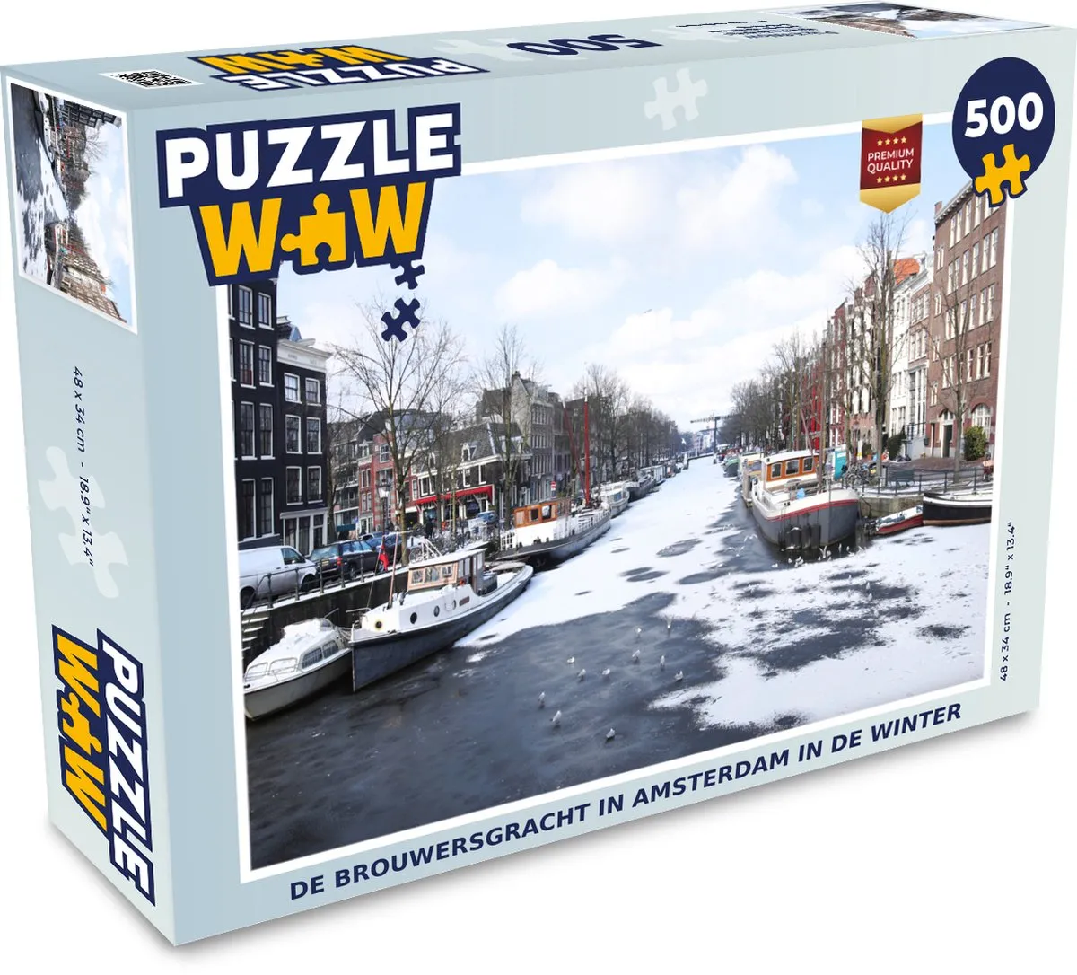 PuzzleWow De Brouwersgracht Amsterdam Winter Legpuzzel 500 Stuks