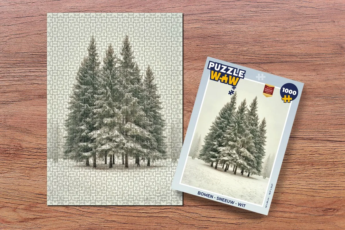 PuzzleWow Bomen - Sneeuw Wit Puzzle 1000 Stuks