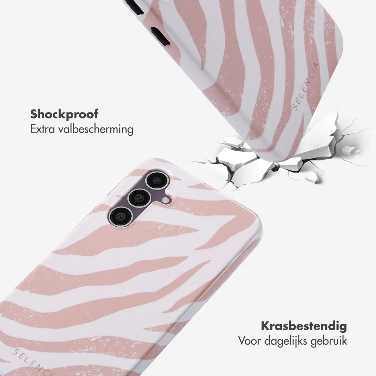 Selencia Hoesje Samsung Galaxy S23 FE Colorful Zebra Old Pink - afbeelding 6 van 6