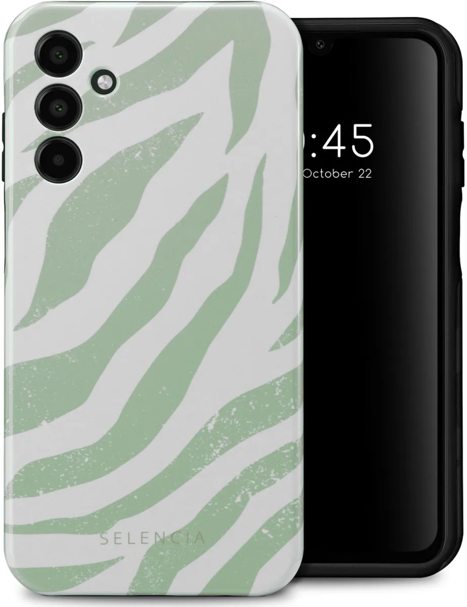 Selencia Hoesje Samsung Galaxy A15 Colorful Zebra Sage Green