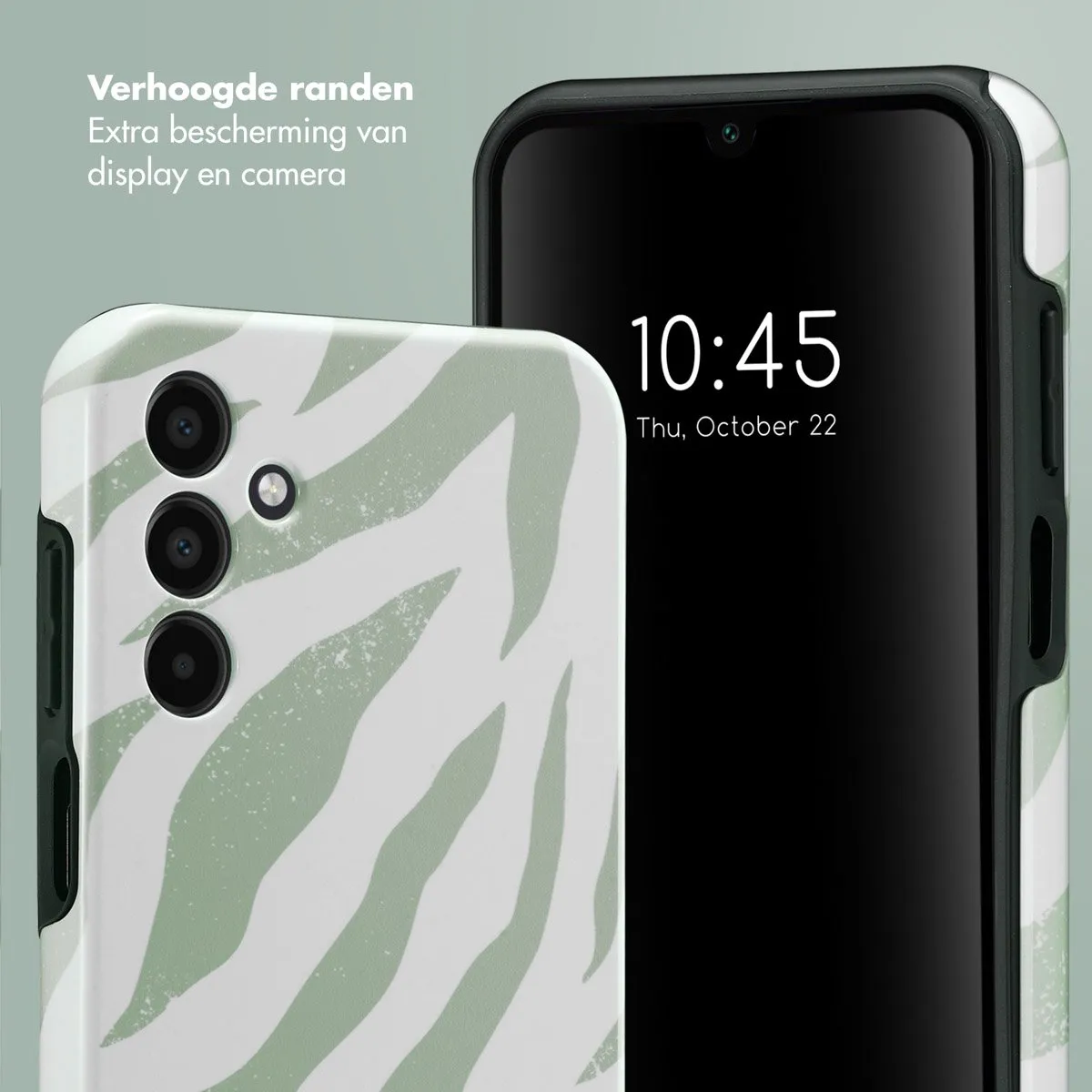 Selencia Hoesje Samsung Galaxy A15 Colorful Zebra Sage Green