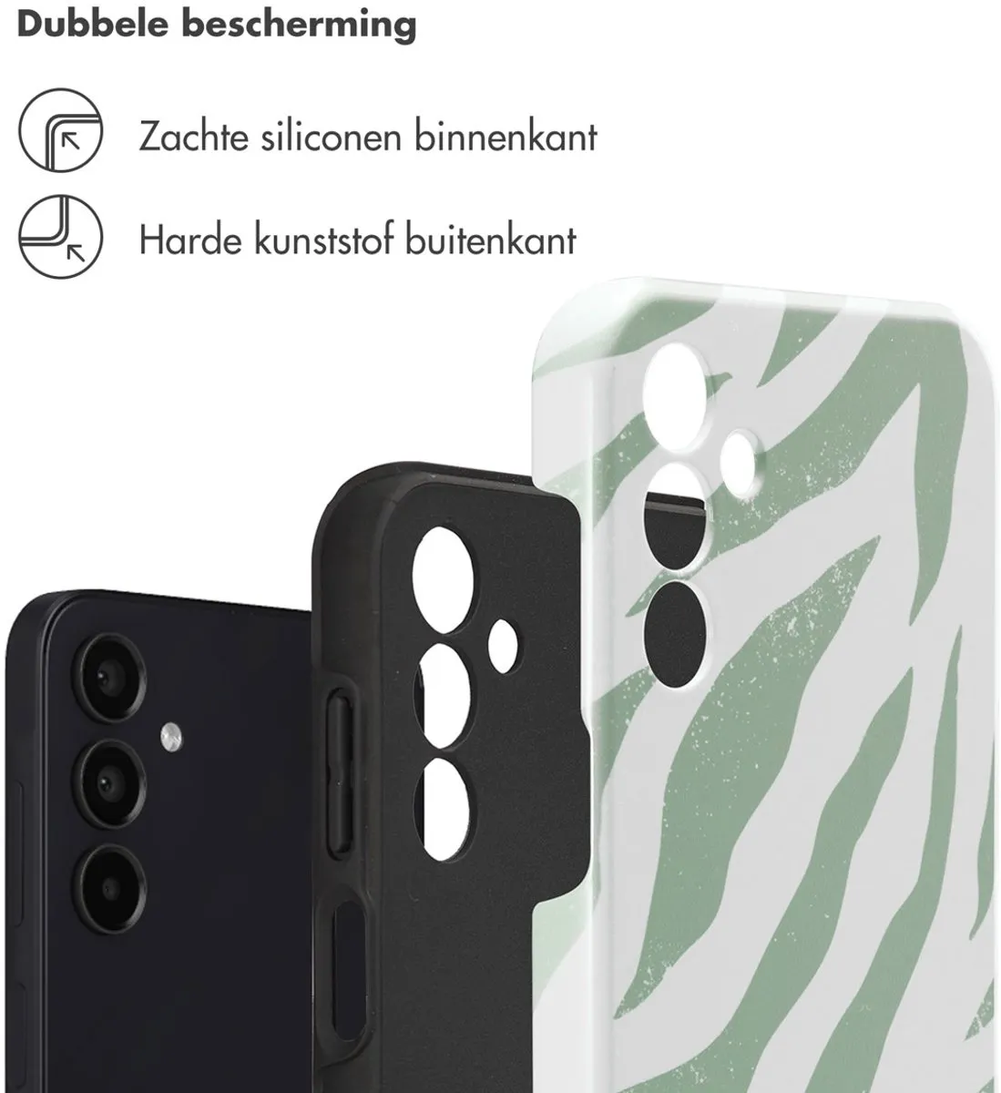 Selencia Hoesje Samsung Galaxy A15 Colorful Zebra Sage Green
