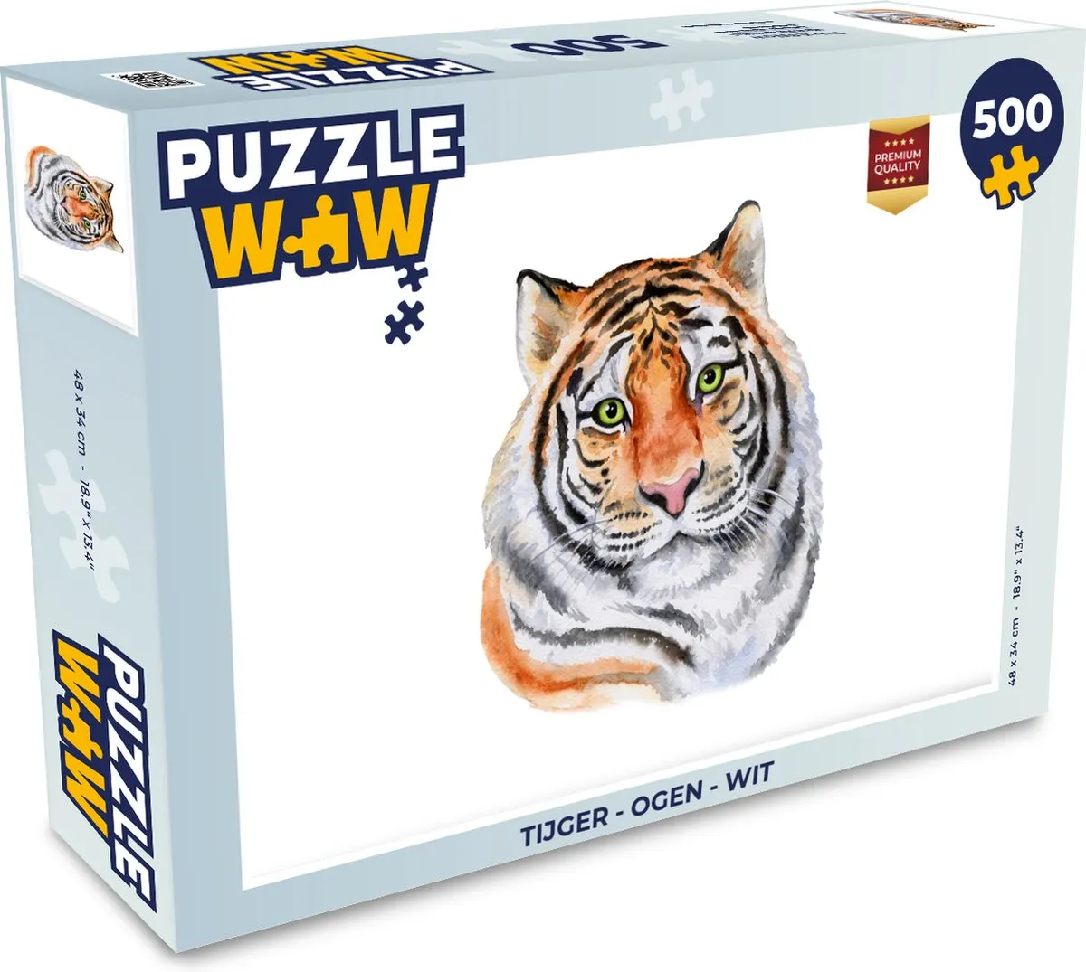 PuzzleWow Tijger - Ogen Legpuzzel 500 Stuks - Multicolor