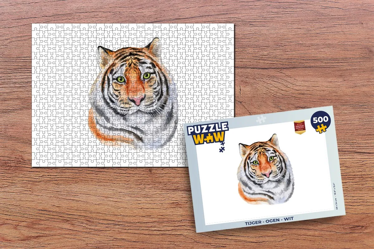 PuzzleWow Tijger - Ogen Legpuzzel 500 Stuks - Multicolor