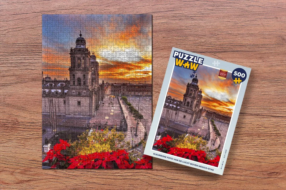 PuzzleWow Legpuzzel 500 Stuks - Kleurrijke lucht Mexico-stad - Multicolor