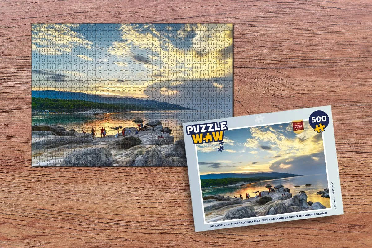 PuzzleWow Legpuzzel De kust van Thessaloniki - 500 Stuks - Multicolor