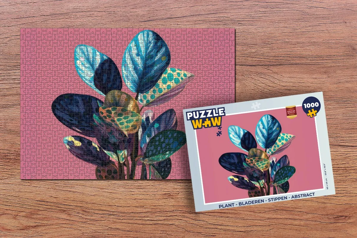PuzzleWow Legpuzzel 1000 Stuks - Bladeren Stippen Abstract