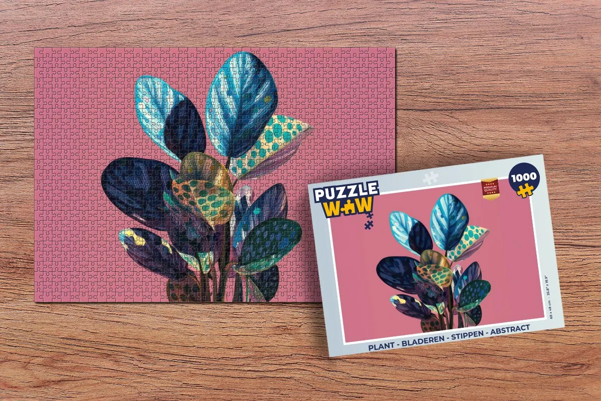PuzzleWow Legpuzzel 1000 Stuks - Bladeren Stippen Abstract