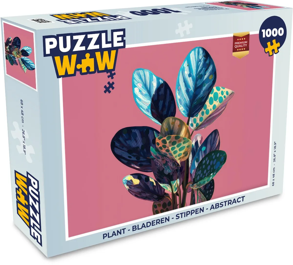 PuzzleWow Legpuzzel 1000 Stuks - Bladeren Stippen Abstract