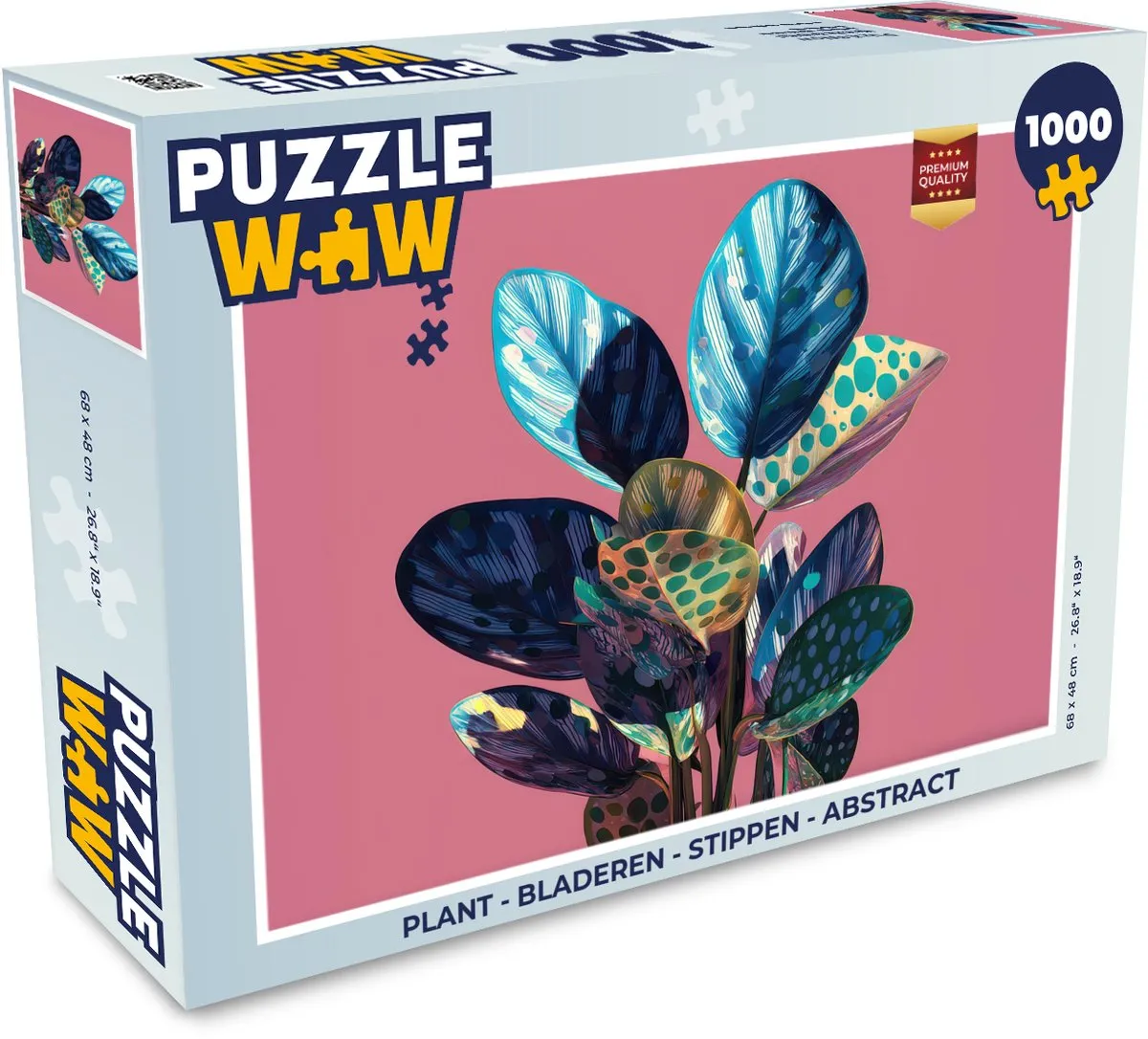 PuzzleWow Legpuzzel 1000 Stuks - Bladeren Stippen Abstract