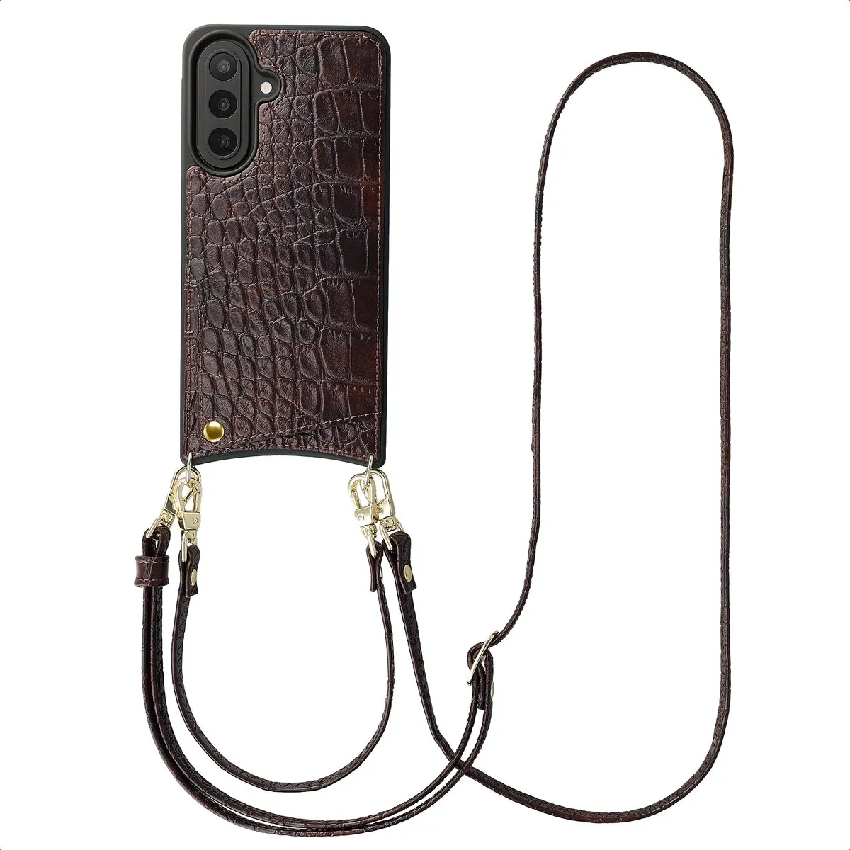 Selencia Croco Backcover Hoesje Samsung Galaxy A57 - 2 Pasjes - Choco Brown